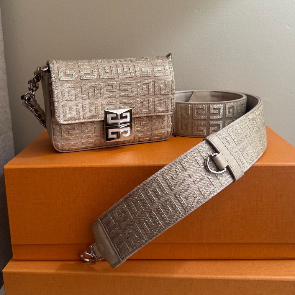 Givenchy Beige Crossbody Bag with Silver Accents